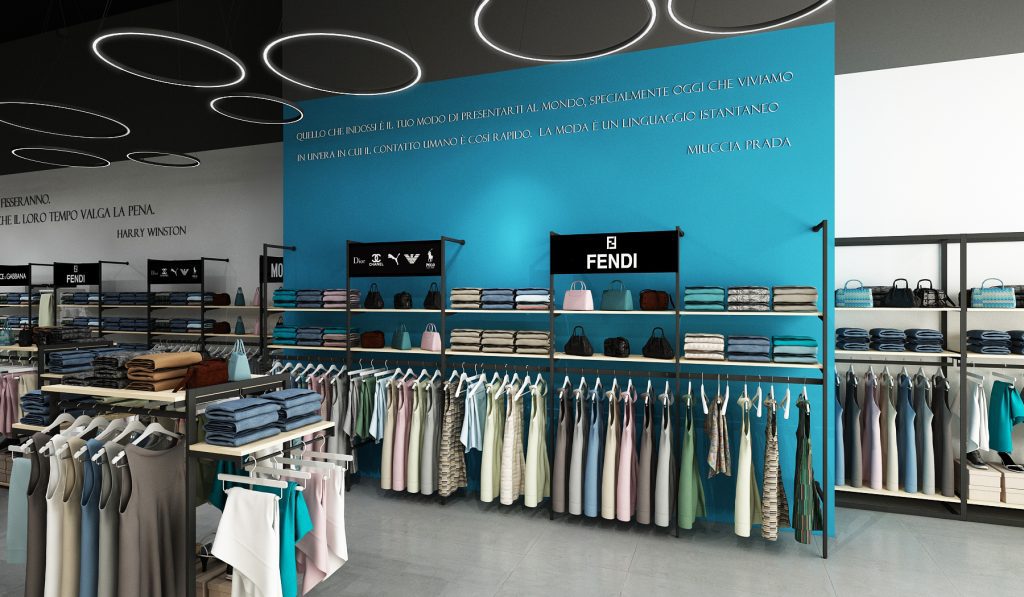 Progetto arredo negozio abbigliamento Prato foto n.17327