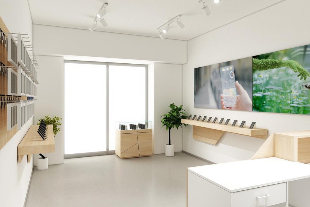 progetto di arredo negozio telefonia