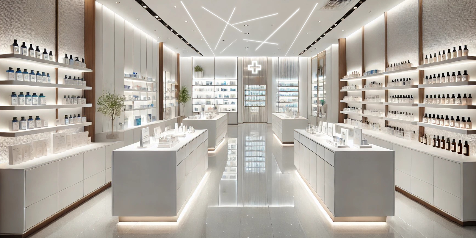 Arredo modulare farmacia, scaffalature regolabili e personalizzabili, design moderno e funzionale.