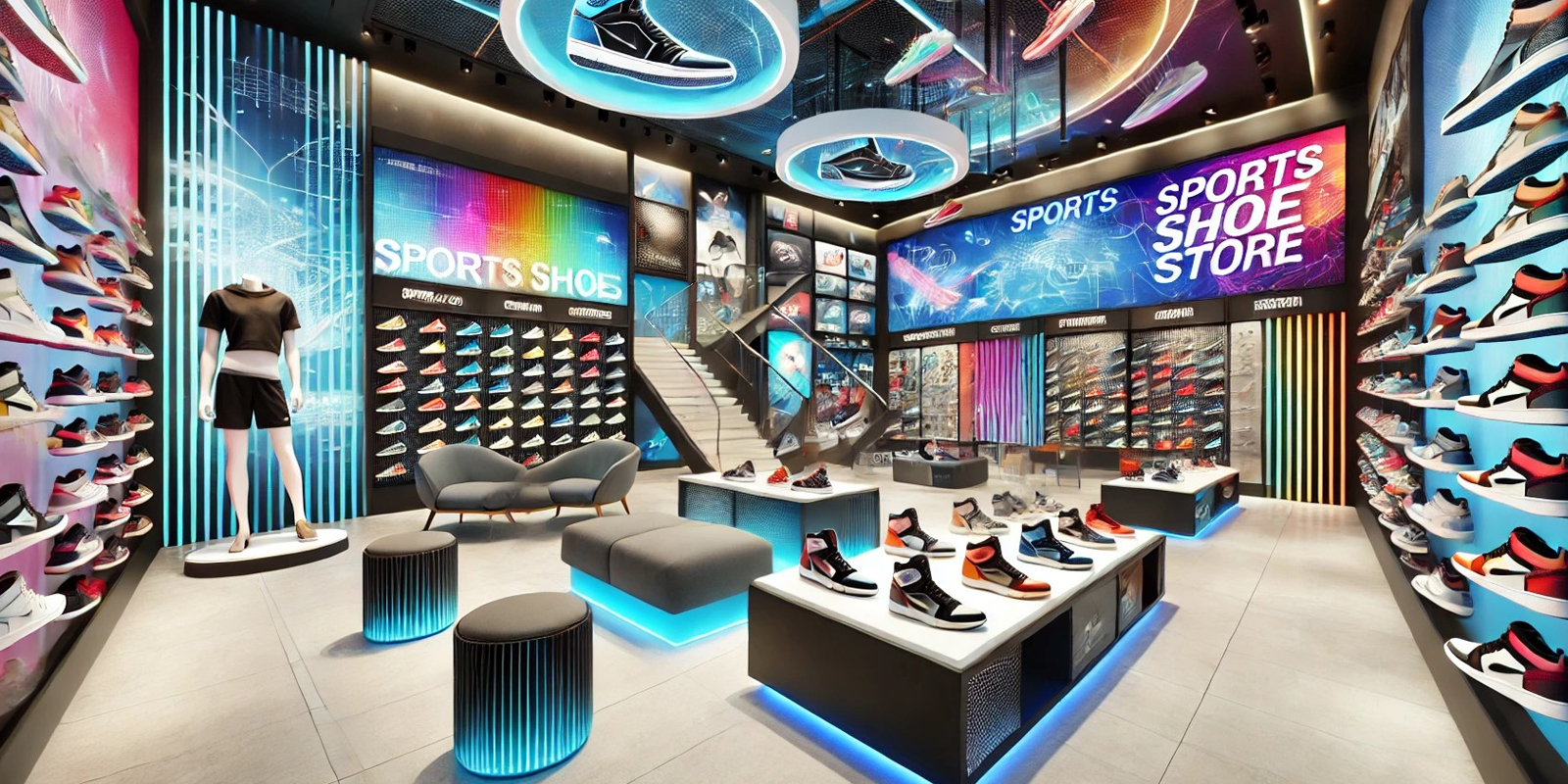 Espositori per calzature sportive calzature, design dinamico, esposizione ottimizzata, materiali resistenti
