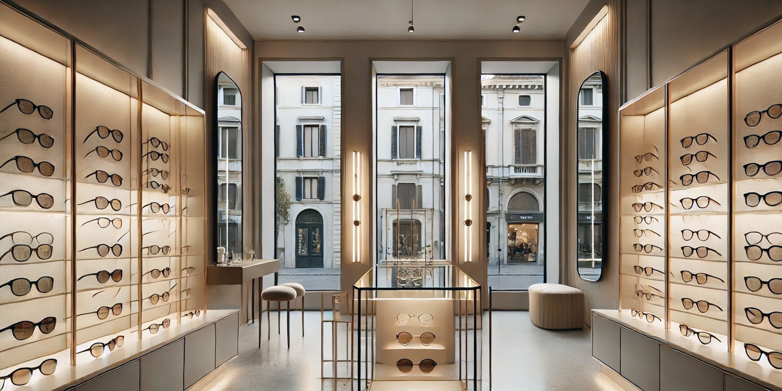 Espositori per lenti a contatto e accessori ottica, design funzionale e accattivante, illuminazione a tema, materiali di qualità