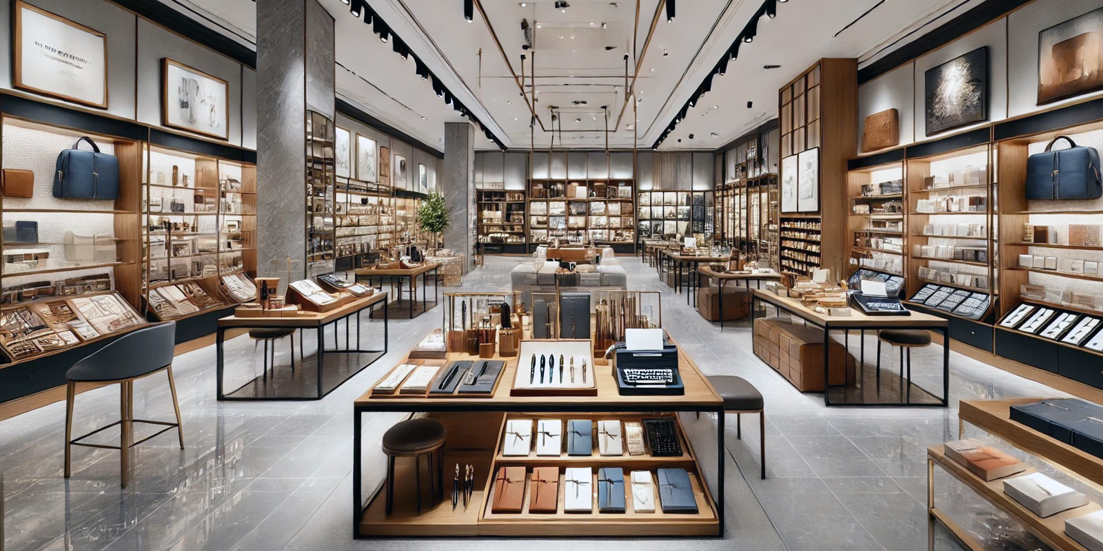 Espositori per penne e matite cartoleria, design accattivante, illuminazione a tema, materiali di qualità