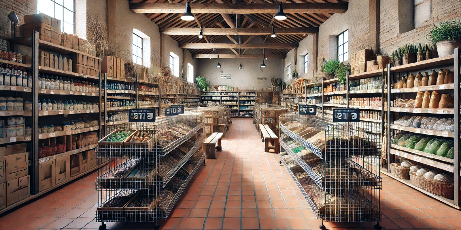 Illuminazione a LED negozio alimentari, luce calda e accogliente, risparmio energetico, valorizzazione dei prodotti