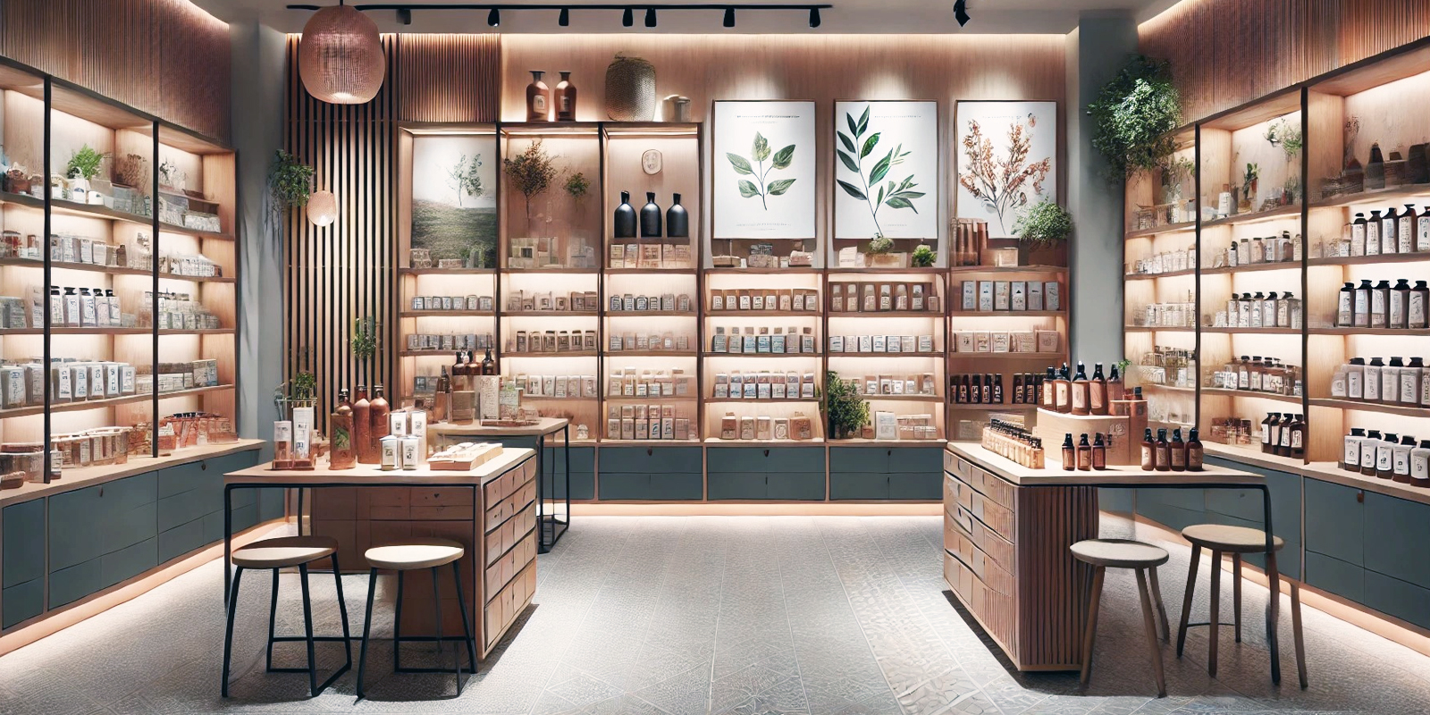 Negozio erboristeria arredato Markagency, design moderno e funzionale, ottimizzazione spazi, aumento vendite