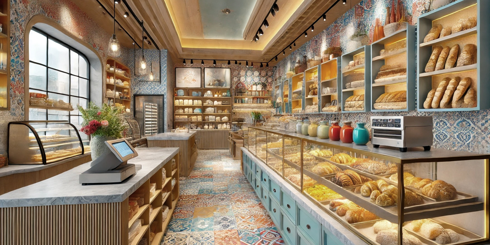 Panetteria arredata Markagency, design moderno e funzionale, ottimizzazione spazi, aumento vendite.