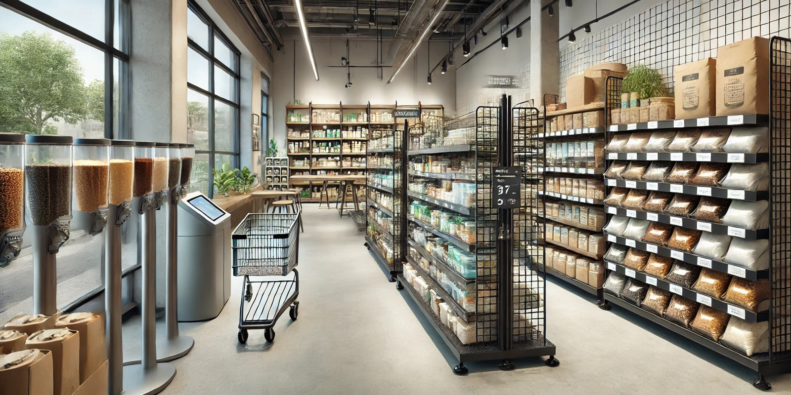 Progetto 3D arredo negozio alimentari, visualizzazione anteprima, personalizzazione spazi, design su misura