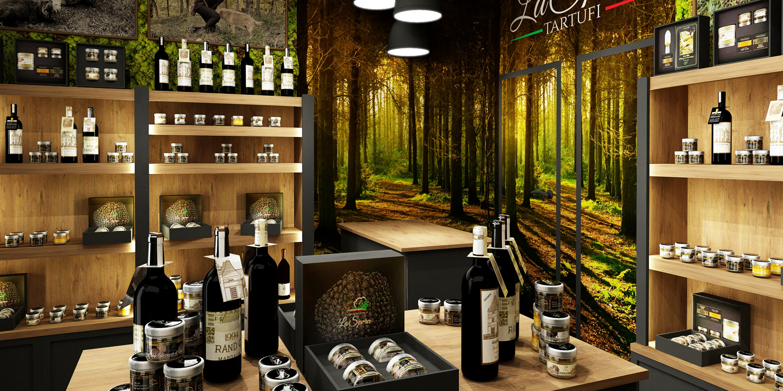 Banco degustazione elegante per enoteca, progettato da markagency