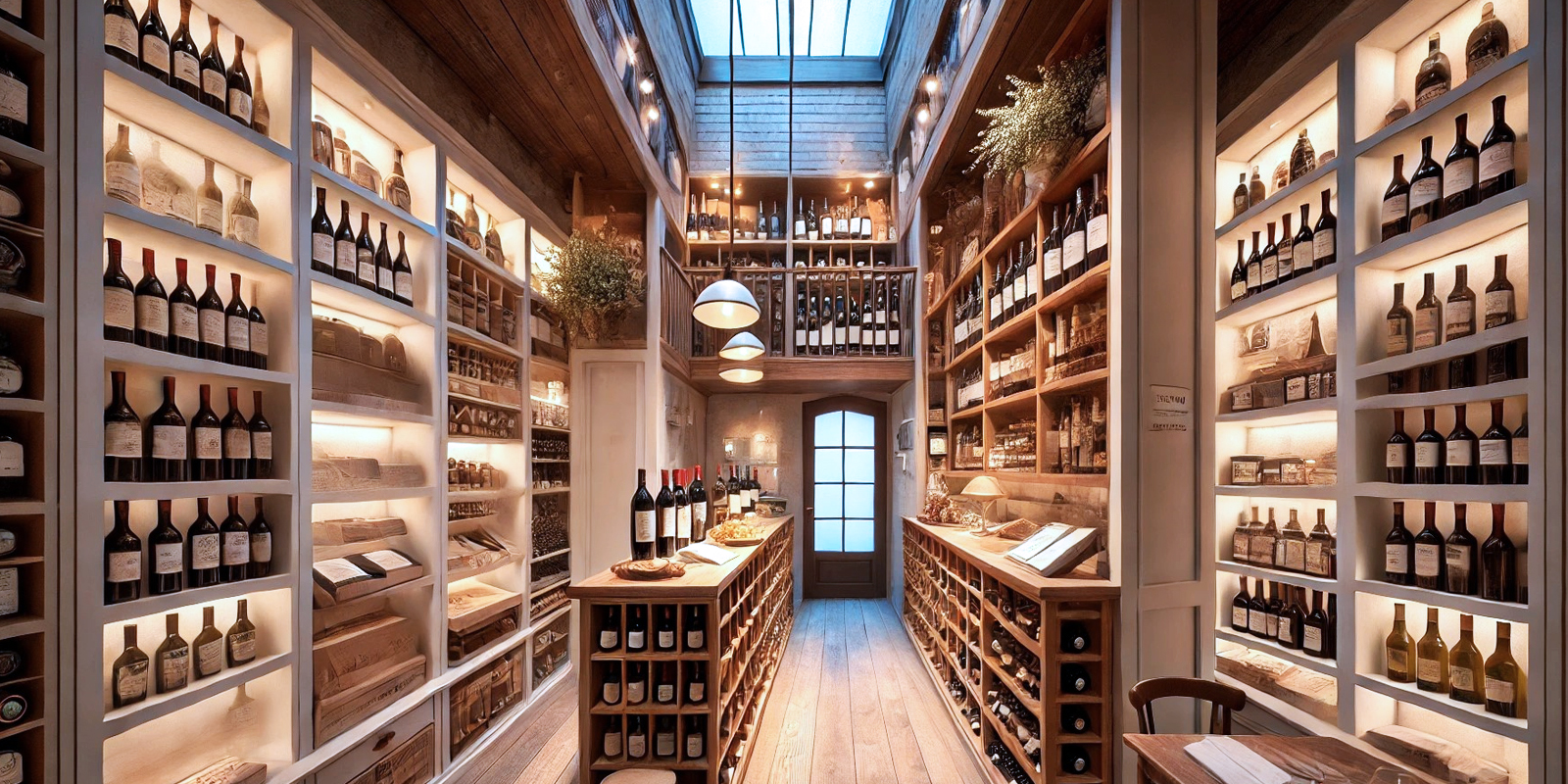 Vetrina illuminata per esposizione di vini pregiati in enoteca