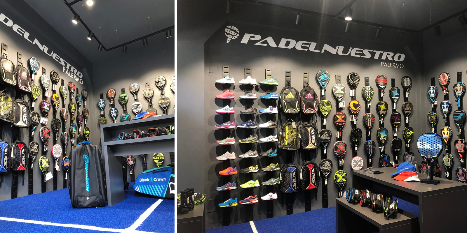 Area prova prodotti negozio articoli sportivi, design accogliente, illuminazione a tema, spazio per prove