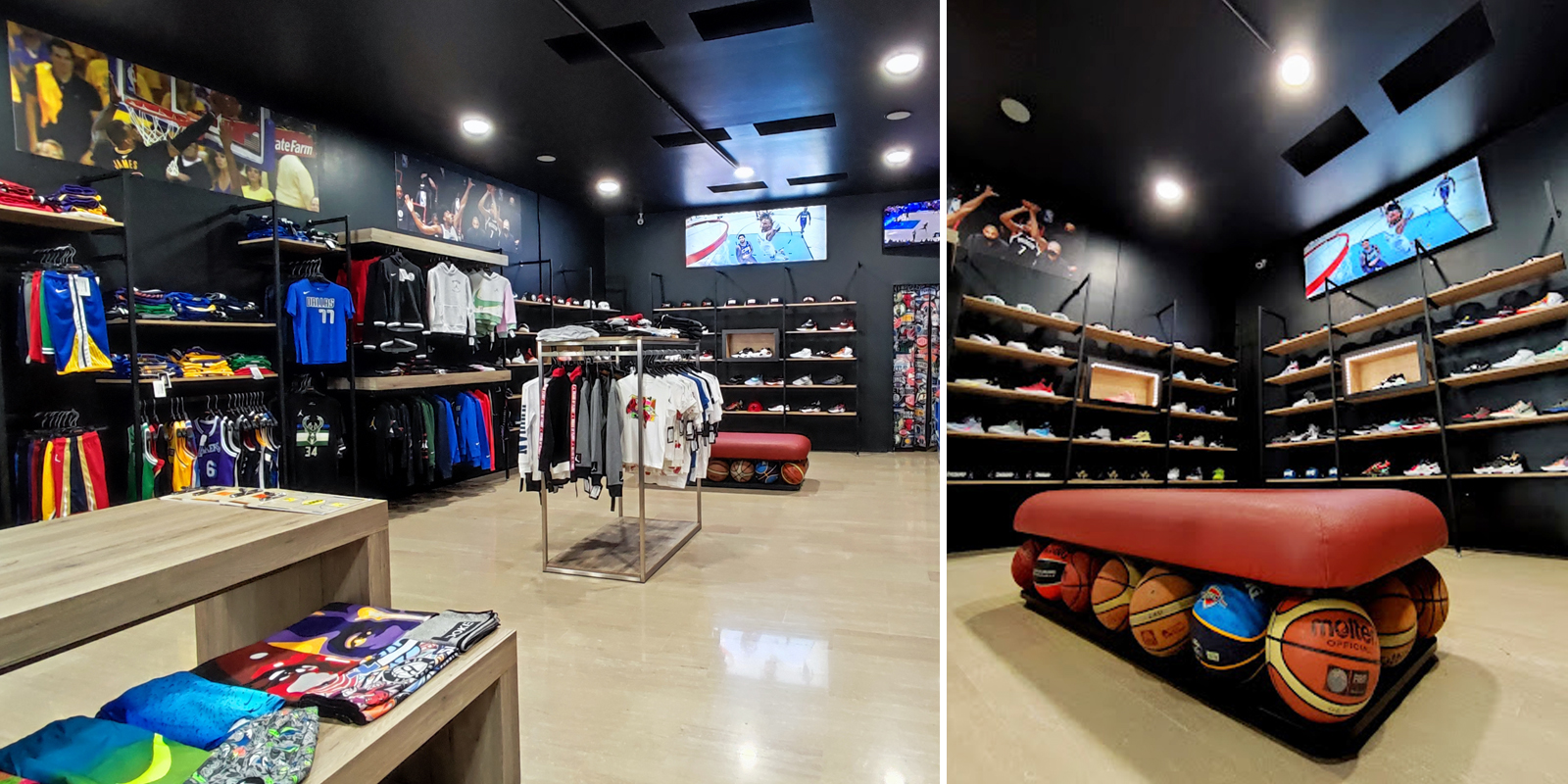 Espositori per abbigliamento sportivo articoli sportivi, design accattivante, illuminazione a tema, materiali di qualità